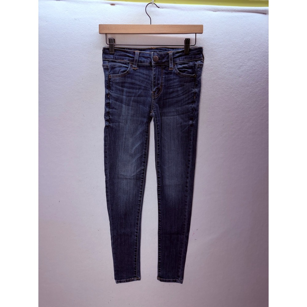 American Eagle Jegging Women Size 2 Blue Dark Wash Skinny Jeans 3553